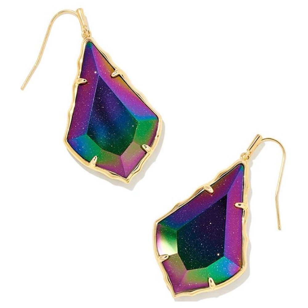 Iridescent Gold and Blue Earrings by Kendra Scott